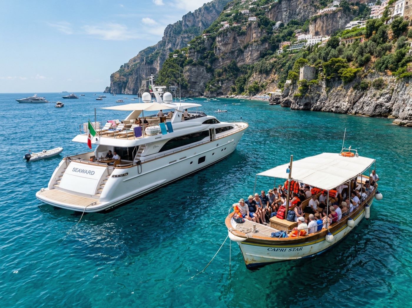 Snorkelling in crystal clear water at Punta Campanella