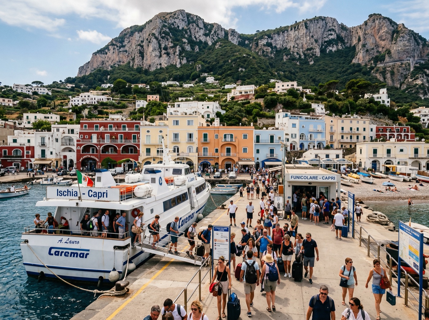 Hydrofoil ferry departing Sorrento Marina Piccola for Capri