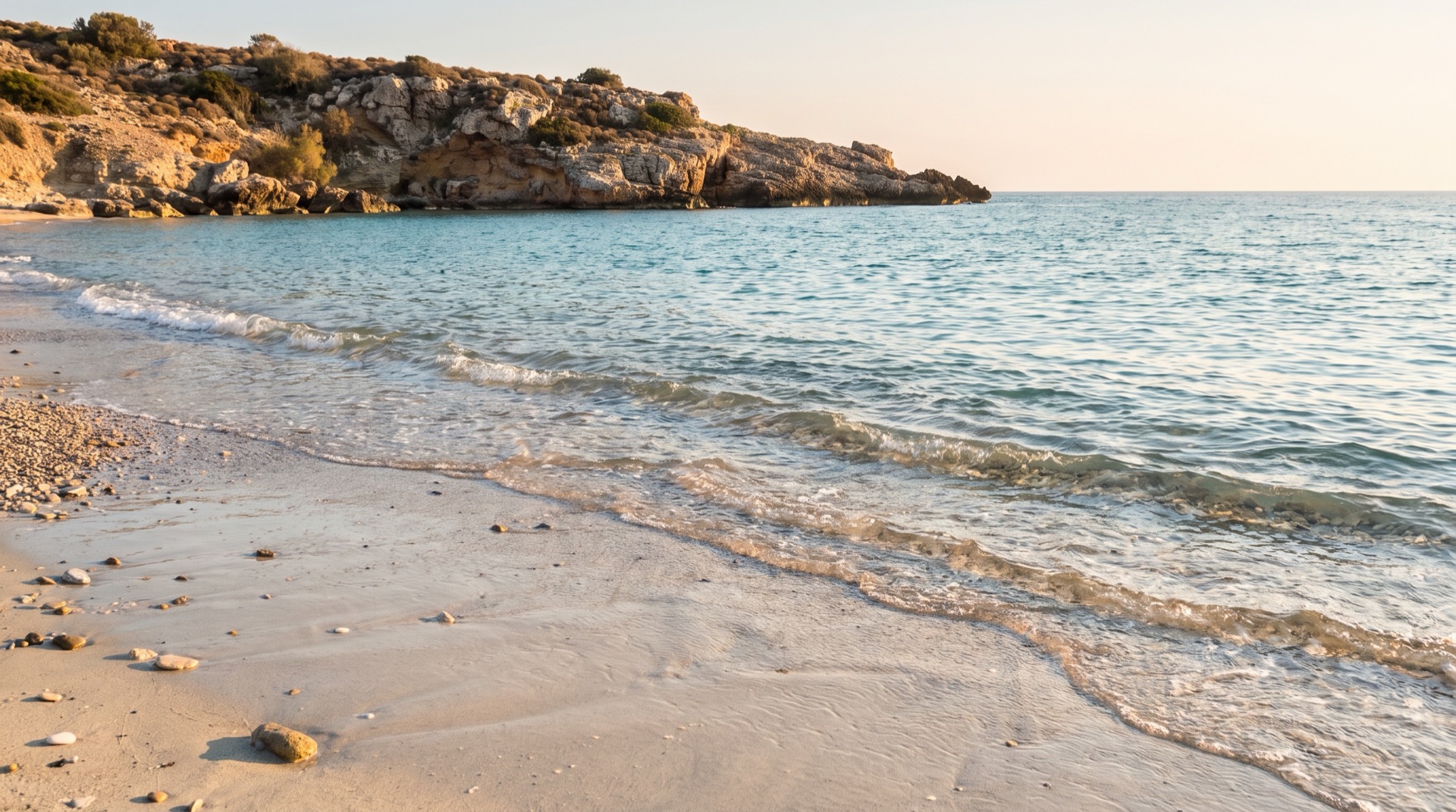 The Ionian coast at Giardini Naxos in early October, sea calm and still warm enough to swim
