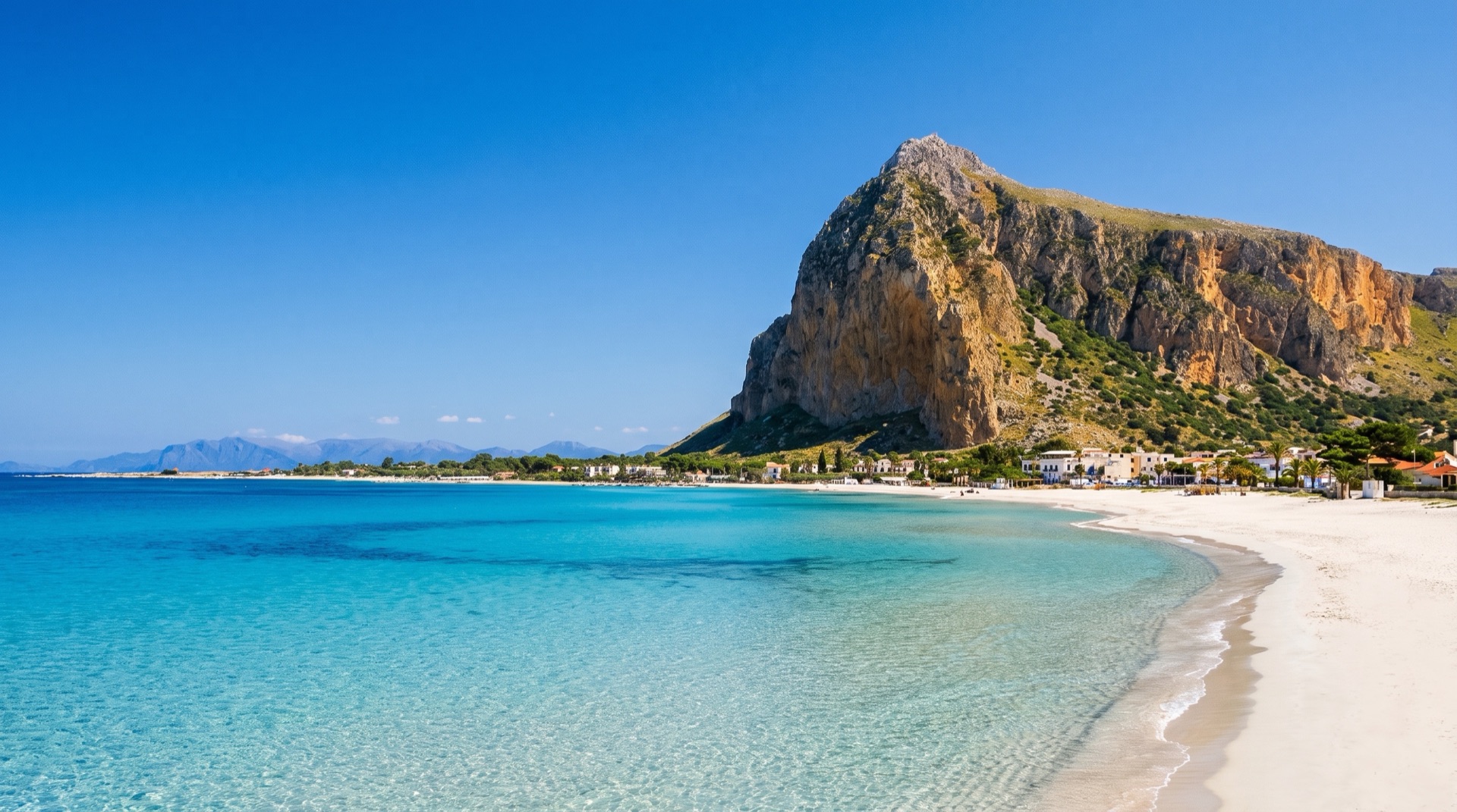 The beach at San Vito Lo Capo early in the morning, before the day visitors arrive from Palermo and Castellammare del Golfo
