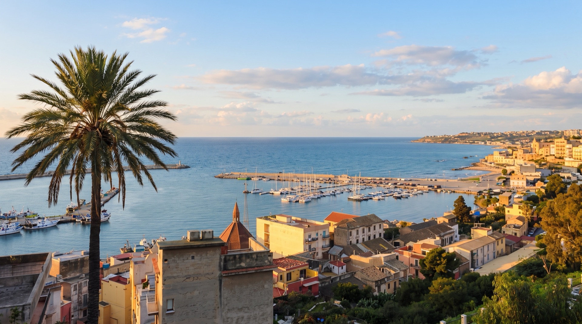 View over the old town of Sciacca from the belvedere, the terraces above the sea about 2 km from the Via Lioni bus terminal