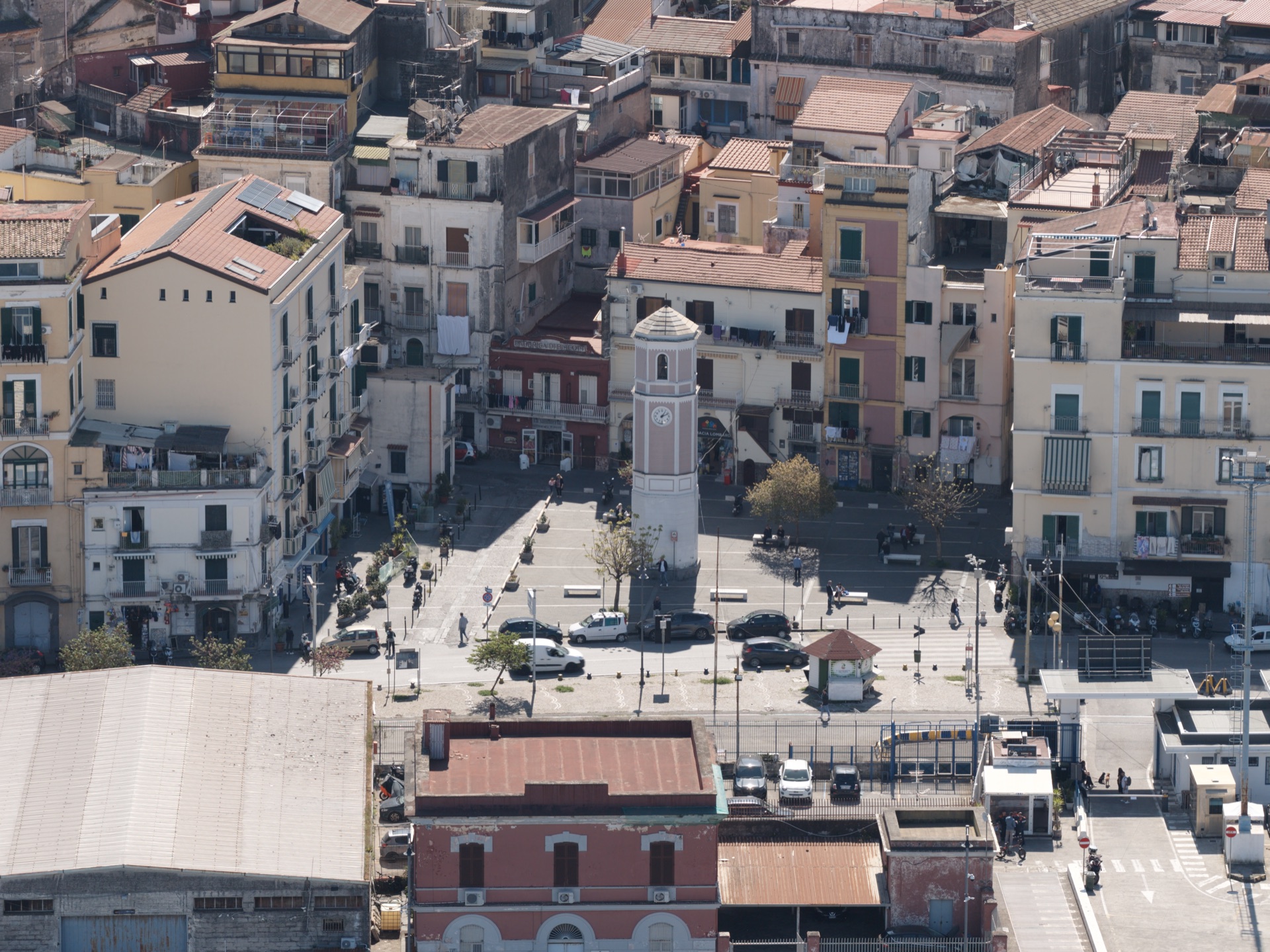Aerial view of Piazza dell'Orologio and the historic centre of Castellammare di Stabia
