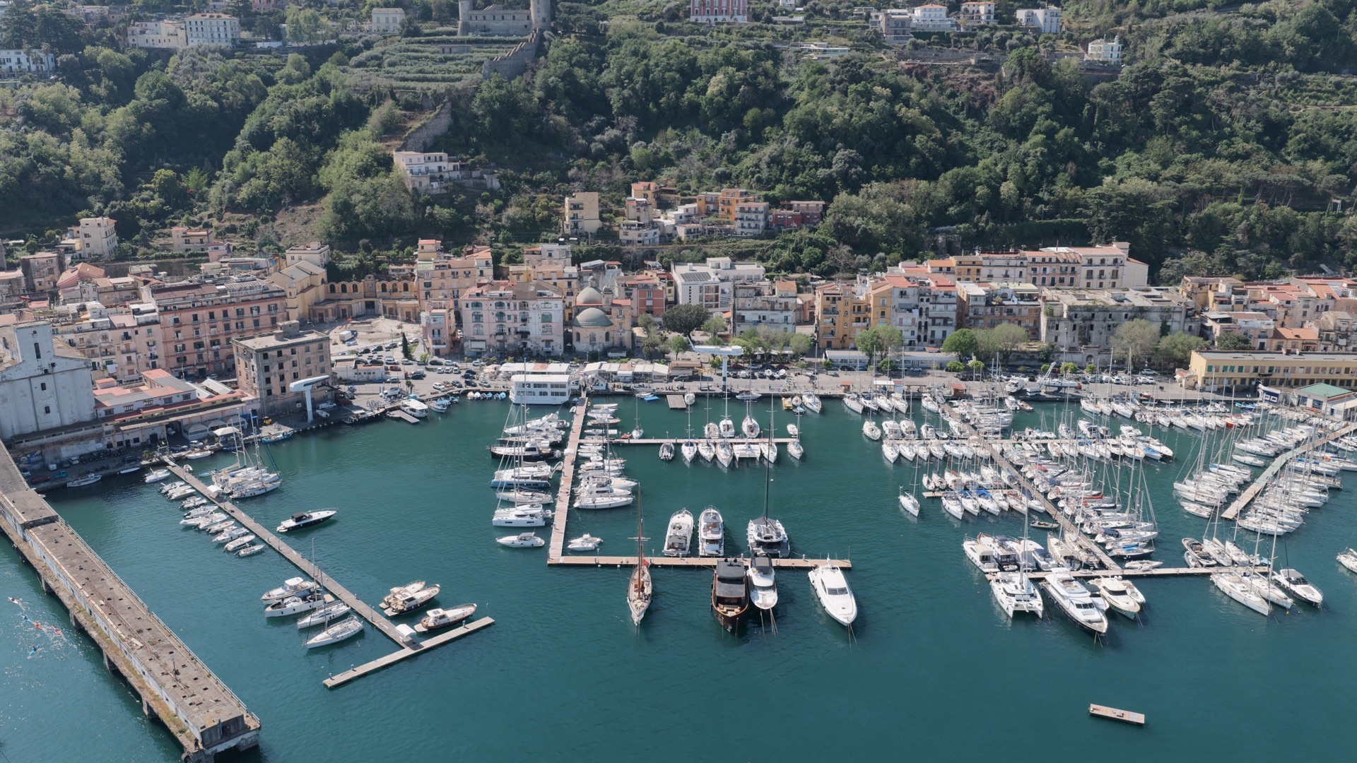 Aerial view of Porto Vecchio of Castellammare di Stabia, known as Acqua della Madonna
